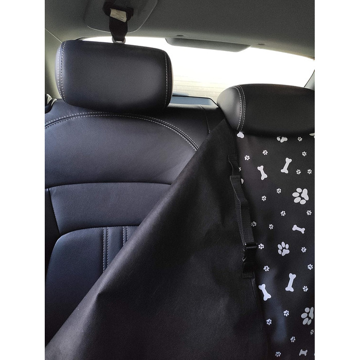 Водонепроникний захисний килимок для автомобіля для собак та котів 137x153 см (3 кістки, чорний)