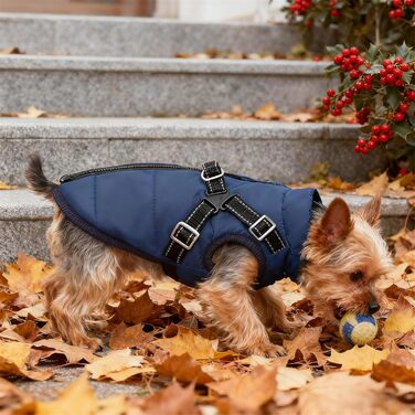 Зимовий одяг для собак з шлейкою, 3-в-1, водонепроникний, вітронепроникний, теплий та зручний. Підходить для собак та котів маленьких, середніх та великих порід (Чорний, 5XL)