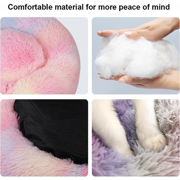 Кругле ліжко для котів та собак, 50 см, Nisrada, з антиковзною основою, кольорове, для тварин