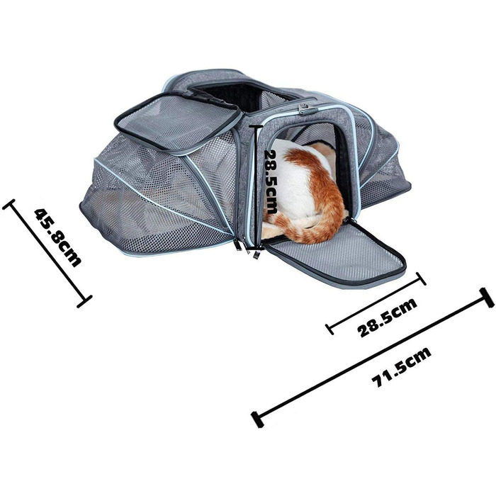 ABISTAB Транспортна переноска для собак і котів, розкладний бокс для авто та авіаперельотів, Maxi 72см, з двостороннім відкриванням та довгим плечовим ременем