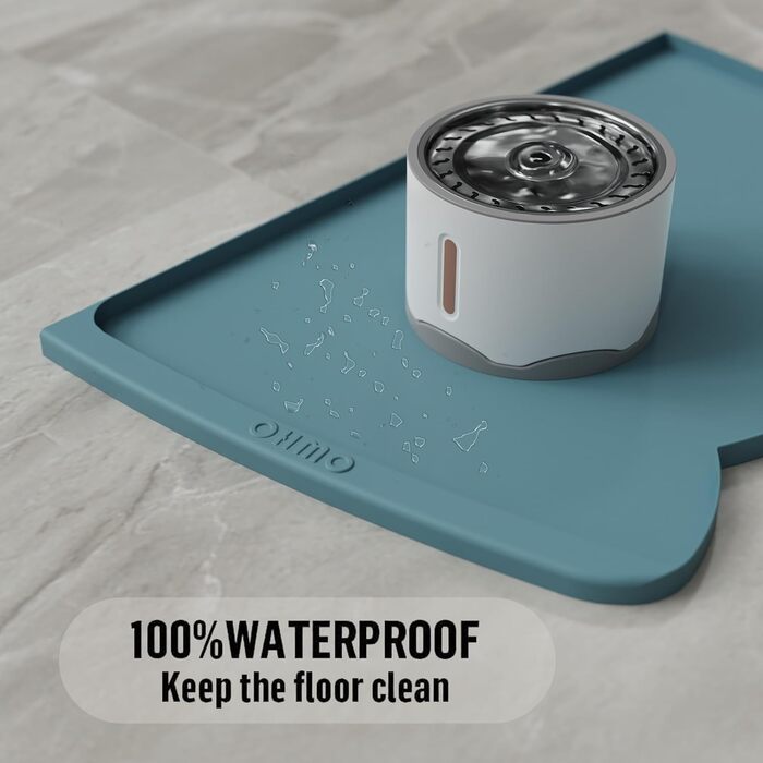 Підкладка під миску для собак та котів OHMO, 60x38 см, силіконова, неслизька, водовідштовхувальна, блакитна