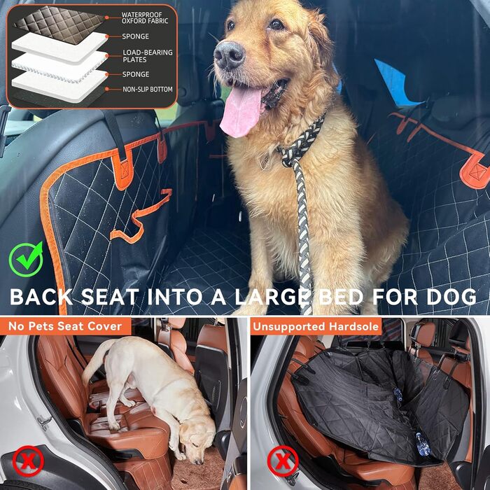 Захисний чохол на сидіння автомобіля для собак, великих порід, водонепроникний, стійкий до подряпин, з кишенями та сіткою, антиковзаючий, для подорожей