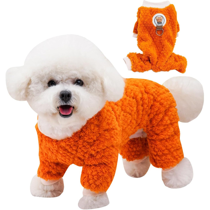 Теплий флісовий халат для собак, зимовий піжамний костюм для цуценят (Помаранчевий, L)