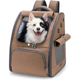 ALLSOPETS Рюкзак для собак і котів, складаний, дихаючий, з сонцезахистом, для подорожей, кемпінгу та прогулянок, хакі-коричневий