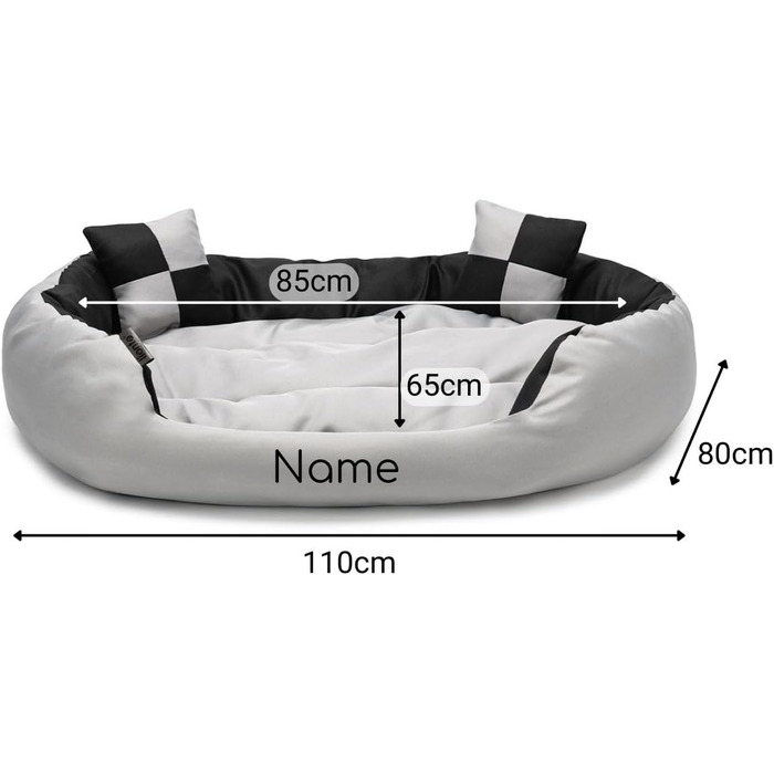 Ліжко для собак Lionto 4-в-1 з поворотним подушкою, 85x70 см, з міцного оксфорду, водовідштовхувальне, для котів та собак, з глибоким входом, з декоративною подушкою (сірий/чорний)