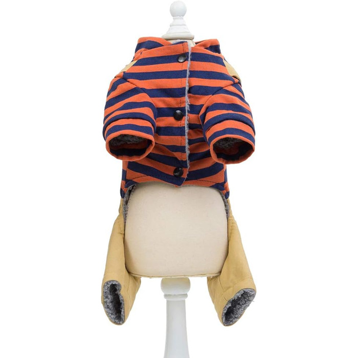 Пуловер для собак з капюшоном, теплий джинсовий костюм для собак, флісовий оверсайз для маленьких та середніх собак та котів (M, Помаранчевий)