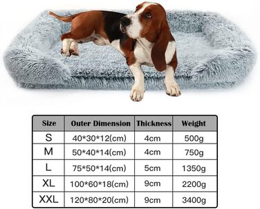 MISSMAO Ортопедичне ліжко для собак, лежанка для собак - Знімний чохол - М'яке собаче ліжко, килимок для домашніх тварин, що можна прати, для собак та котів, сірий, XXL (120x80x20 см)