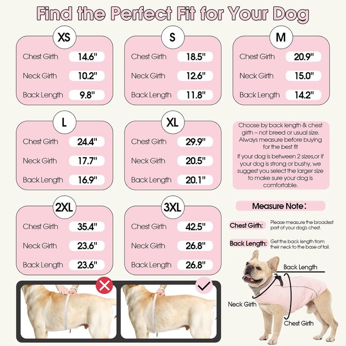 Водонепроникний зимовий теплий одяг для собак середніх порід QBLEEV з інтегрованим шлейкою та світловідбиваючими елементами, рожевий