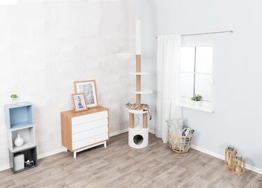TRIXIE Когтеточка для котів Aurelio 220–250 см, біла, регульована, з м'якими лежаками, міцна стеляна конструкція