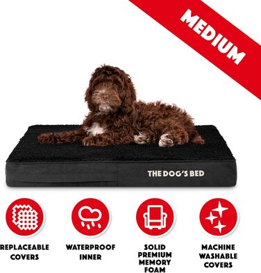 Ортопедичне ліжко для собак, середнього розміру, плюш, 86 x 56 x 10 см, вологостійке, з ефектом пам'яті