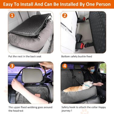 Автокрісло для собак JAOGAUS: безпечне та зручне автокрісло для середніх та великих собак, з безпечним ременем та легкою у догляді підкладкою