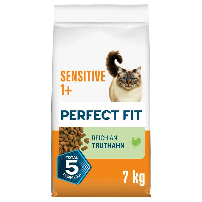 Сухий корм для дорослих котів Perfect Fit Sensitive 1+ з індичкою, 7 кг