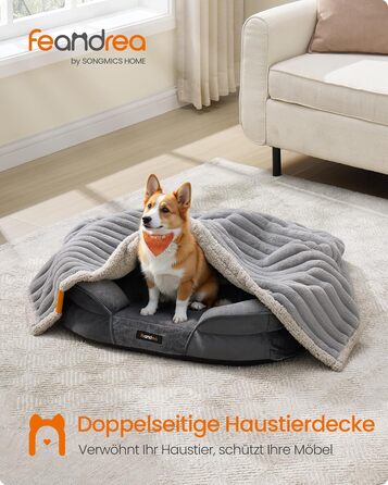 Водонепроникний килимок для собак Feandrea, XL, 152 x 127 см, для середніх та великих собак, двосторонній, можна прати, сірий (PPB036G01)