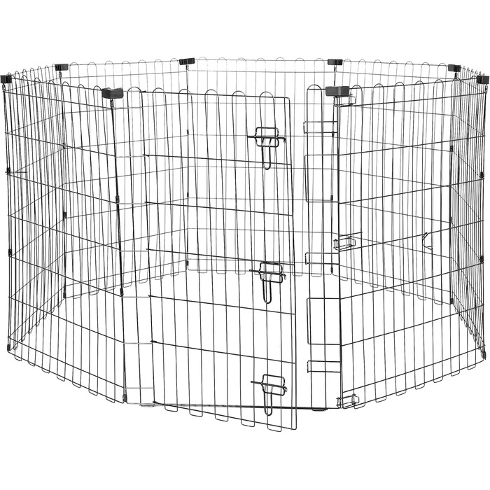 Клітка-вольєр для собак та інших тварин Amazon Basics, металева, складна, з дверцятами, 91 см, чорна