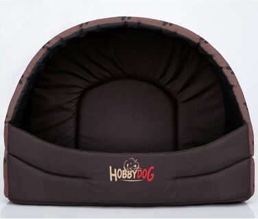 Будка-ліжко для собак millybo S-XL, світло-коричнева з візерунком лапки, 55x43 см