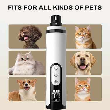 Електричний точило для собачих кігтів з LED-підсвічуванням, інструмент для догляду за кігтями собак, ергономічний для малих та великих тварин