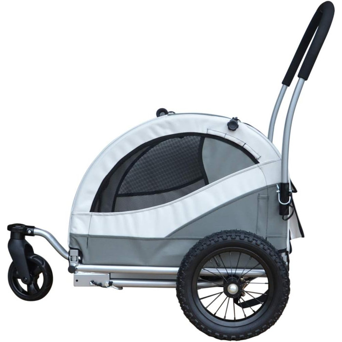 Papilioshop Kuma: візок для собак, причіп для велосипеда, а також переносний лежак для тварин. Легкий та стабільний, ідеальний для прогулянок та транспортування. Сірий колір.