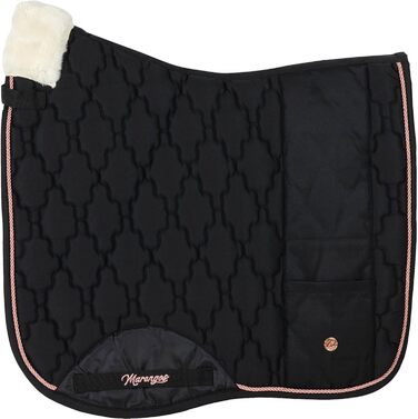 Schabracke Marengos Modern Rosé для теплокровних коней: підкова з наповнювачем з піни, м'яка підкладка на гриві, барокова стежка з квітковим візерунком та декоративною шнуркою. Підходить для конкурного та універсального верхового спорту (чорний колір).