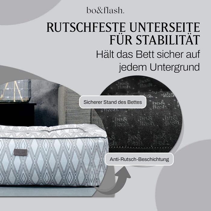 Зручне собаче ліжко bo&flash Boise 'Roy' - диван для собак маленьких та великих порід, з дизайном, що можна прати, з антиковзким покриттям, для захисту суглобів (M, Ruby)