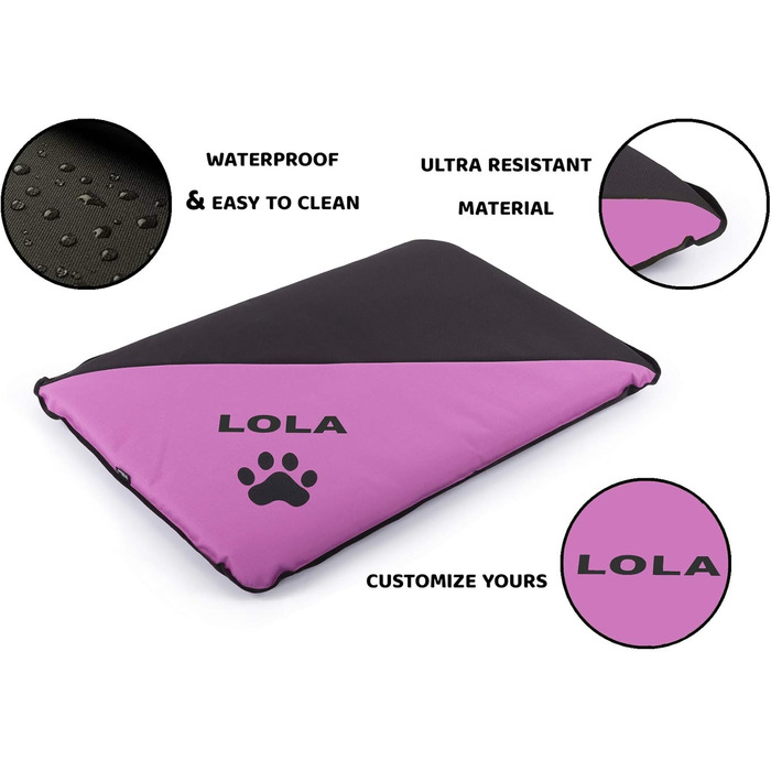 Водонепроникна лежанка для собак, миється, для великих, середніх та маленьких собак, внутрішнє та зовнішнє використання, міцна, розмір S (75 x 50 x 6 см, Malve)