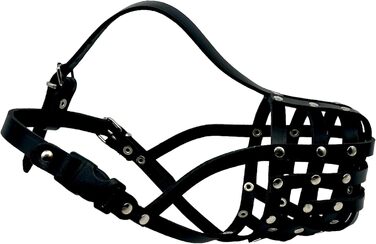 Шкіряна маска для собак L&J Pets для мопсів, пуделів, хаскі та інших собак з подібним розміром морди (5, Чорний) Чорний 5