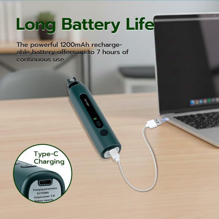 Електричний точило для собачих кігтів Tolesum з LED-підсвічуванням, тихий, перезаряджуваний, потужний для собак та котів (маленьких та середніх порід)