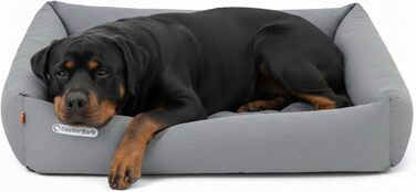 Ортопедичне ліжко для собак Doctor Bark - великі породи, XXL (110x100 см), світло-сірий колір, знімний кошик, прання до 95°C