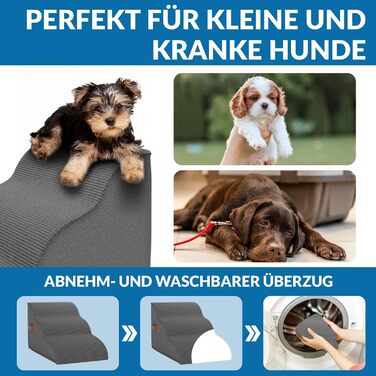 Сходинка для собак Nuraya: 3 сходинки, 40 см, з антиковзким покриттям. Підходить для маленьких собак та котів. Зручна для доступу до диванів та ліжок. Легко миється.