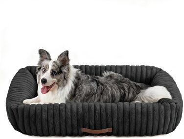 Ортопедичний лежак для собак великих порід, лежанка для собак з підголовником, знімний, миючий мат, лежанка-софа з ручками, чорний, 109x76x20 см, XL