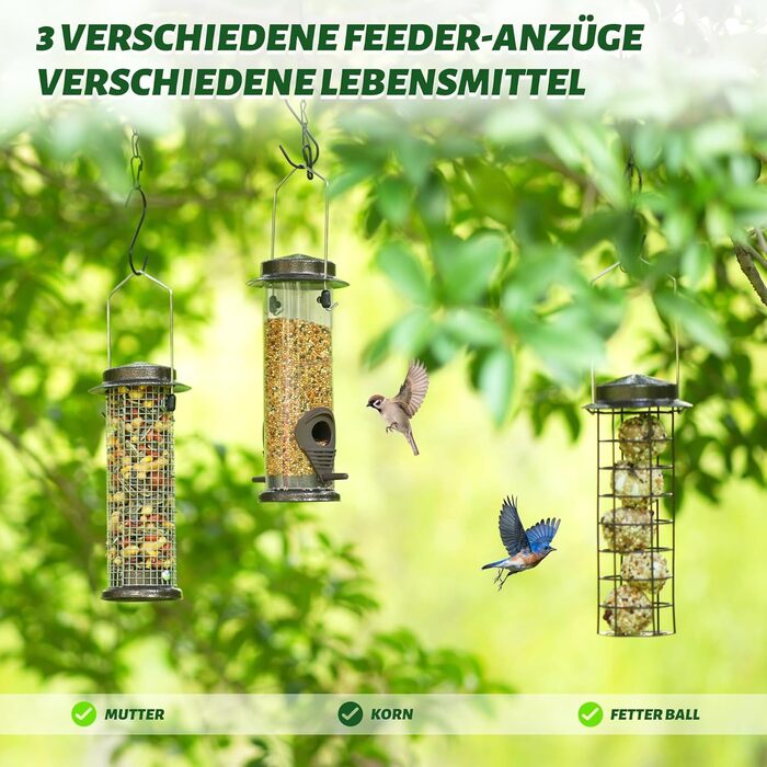 Набір годівниць для птахів Urban Deco 3 шт. з міцного металу, коричневі