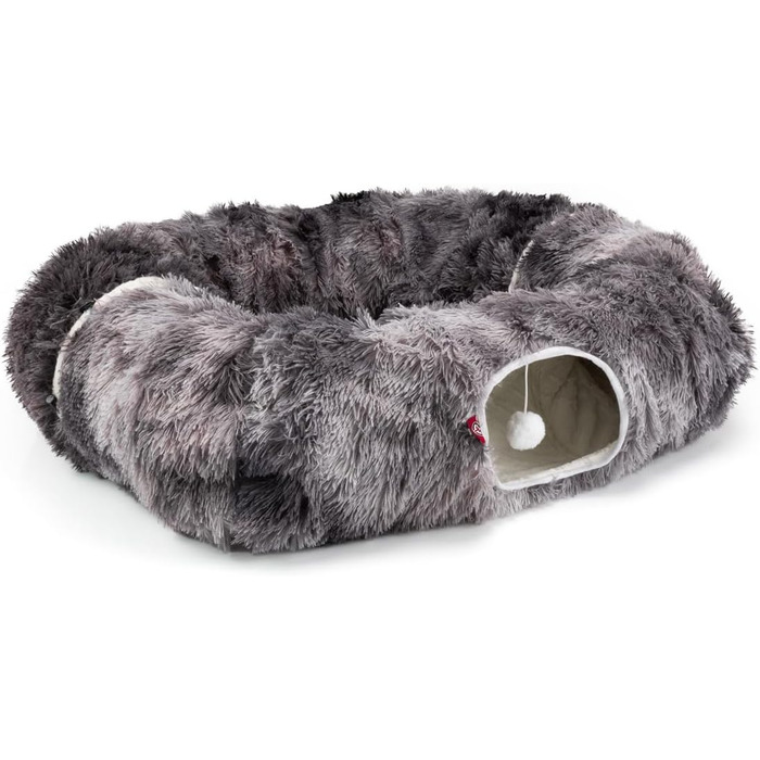 Преміум тунель для котів CUBI від CanadianCat Company: XXL з місцем для сну та м'яким лежанком, підходить для великих котів, темно-сірий, 100 x 80 x 26 см