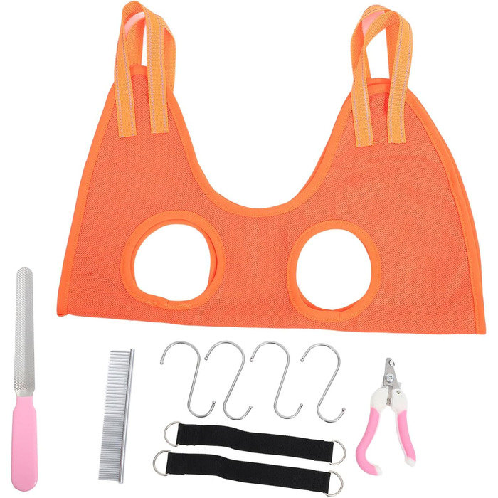 Гамак для грумінгу собак з машинкою для стрижки та кусачками для нігтів - практичний та безпечний аксесуар для догляду за домашніми тваринами (помаранчевий)