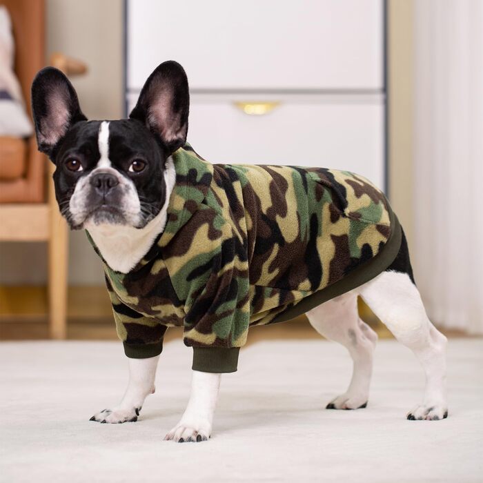 Флісовий худі BT Bär з камуфляжним принтом для собак, теплий зимовий светр/куртка для котів та собак маленьких та середніх порід (XL, Зелений)