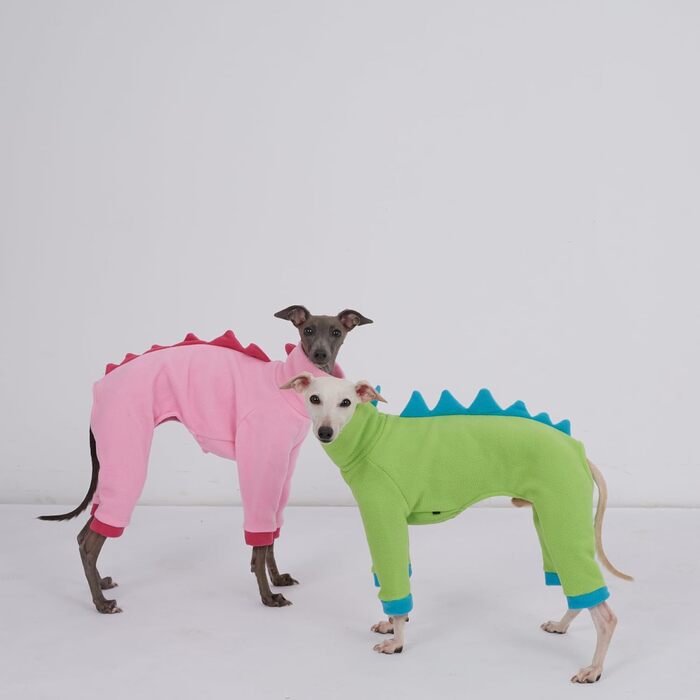 Комбінезон для італійських грейхаундів та віппетів: м'який костюм динозавра з коміром-стійкою, теплий повсякденний комбінезон для собак (Рожевий, Зелений, XL)