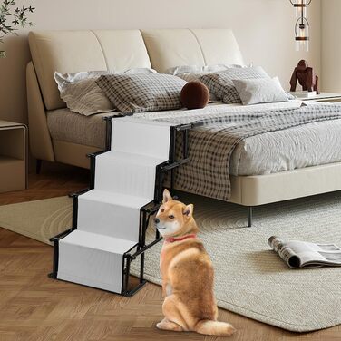 Складана та регульована пандус для собак великих та малих порід, драбина для домашніх тварин, вантажопідйомність 75 кг, акумуляторний, для всіх автомобілів (Сірий)