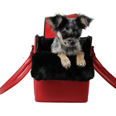 Сумка-переноска для собак MYXA Classi, авіапереноска, сумочка для собак з відстібним дашком (з кишенею), червоний колір, з ручками та клатчем