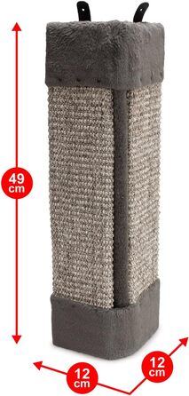 Драпак для котів Arquivet Eckkratzer сірого кольору, 12x12x49 см - великий вертикальний драпак, аксесуари для котів, точилка для кігтів