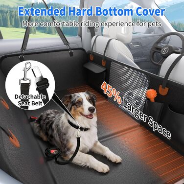 Захист для заднього сидіння автомобіля для собак, жорстка підставка, водовідштовхувальний чохол, преміум-якість, PU-шкіра, для авто/SUV/малого пікапа