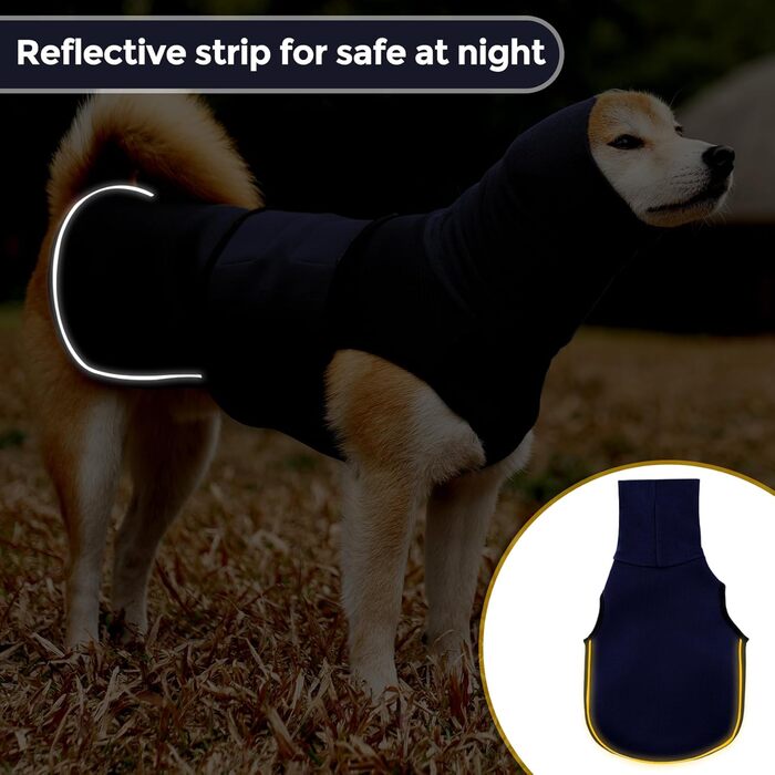 Заспокійливий жилет для собак Heywean з капюшоном та захистом вух, антистресовий, для собак з тривожністю, XL, темно-синій