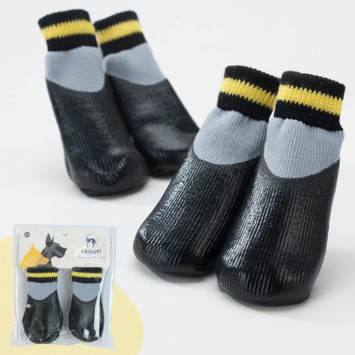 Водонепроникні шкарпетки для собак - захист лап Outdoor, 4 шт., антиковзні, для Лабрадора, Хаскі (6#, чорний)