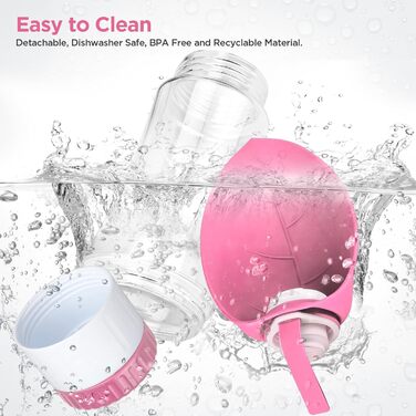 Водяна пляшка для собак Uppetly з мискою, вилка-дозатор, витокозахисна, BPA-free, для прогулянок, рожева (590 г)