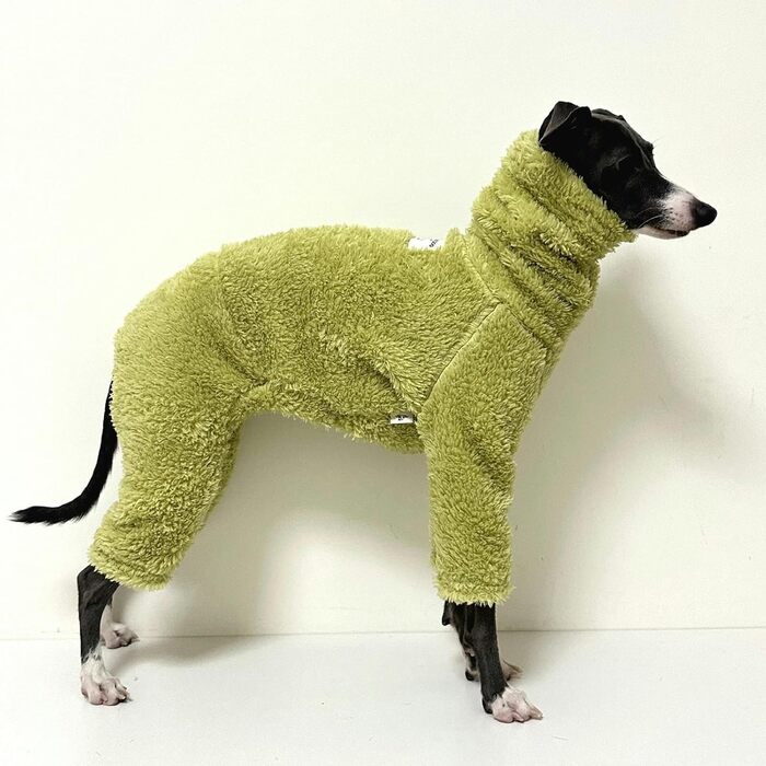 Теплий флісовий комбінезон для собак - теплий спальний костюм, зимовий одяг для італійських грейхаундів, маленьких, середніх та великих собак (2.3 кг, Зелений)