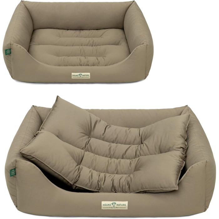 HOUND & NATURE: М'яке ліжко для собак середнього розміру Bern, 95x70 см, Taupe | Ліжко для собак, м'яке, кушетка, лежанка, перемикається, зручне, миється