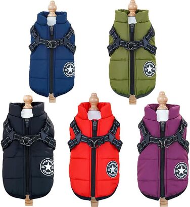 Водонепроникний зимовий одяг для собак Nordsee Pfote - тепла куртка з інтегрованим шлейкою та світловідбиваючими елементами, чорний, 5XL