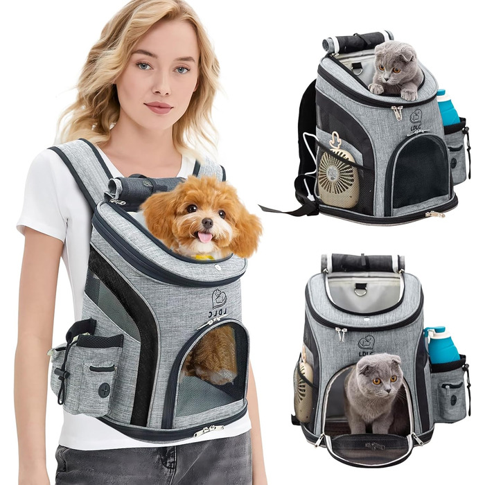 PETCUTE Рюкзак для собак, чорний: зручний та дихаючий, з внутрішнім ременем безпеки та кишенями для аксесуарів. Ідеально для прогулянок, подорожей та активного відпочинку з вашим улюбленцем.