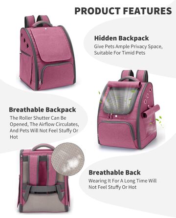 PETCUTE Рюкзак для собак та котів, дихаючий, складний, для подорожей, червоний