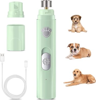 Шліфувальник кігтів для собак та котів Dr. Pfoten Pro Set – Безболісний догляд за кігтями для малих, середніх та великих порід – 2 швидкості, білий (17.5*8*4CM, зелений)