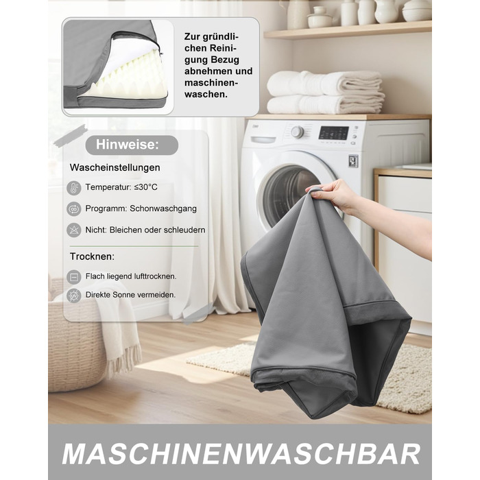 Ортопедичне ліжко для собак 58x43 см, знімний чохол з екошкіри, подушка для собак, матрац для собак, комфортне та прохолодне для внутрішнього та зовнішнього використання, сірого кольору (L58xB43xH7 см)