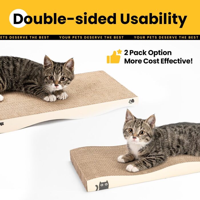 Котячий когтетоп з коробкою та 4 змінними шарами когтеточки - великі меблі для котів з міцного гофрокартону, двосторонні когтеточки з наклейками DIY - лежанка для котів у квартирі, захист меблів, великий розмір