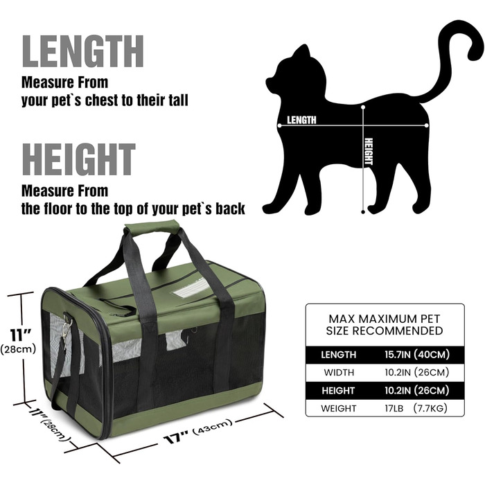 Транспортна переноска для собак та котів HITSLAM (M, Зелений) - розкладний бокс, для подорожей, авіалінії